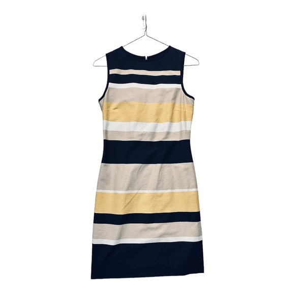 Hobbs London Colorblock Striped Sleeveless Cotton Summer Dress - Yellow / Black - Picture 8 of 8